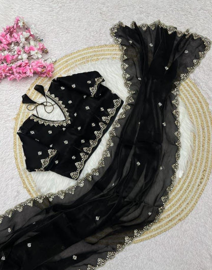 Sattan Saree With Beautiful C - pallu Brits Work