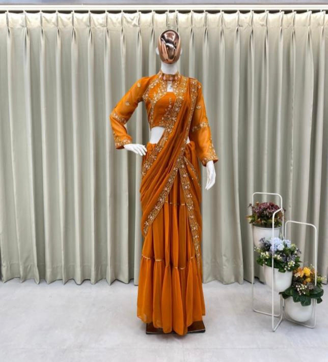 Party Wear Faux Georgette Lehenga Saree