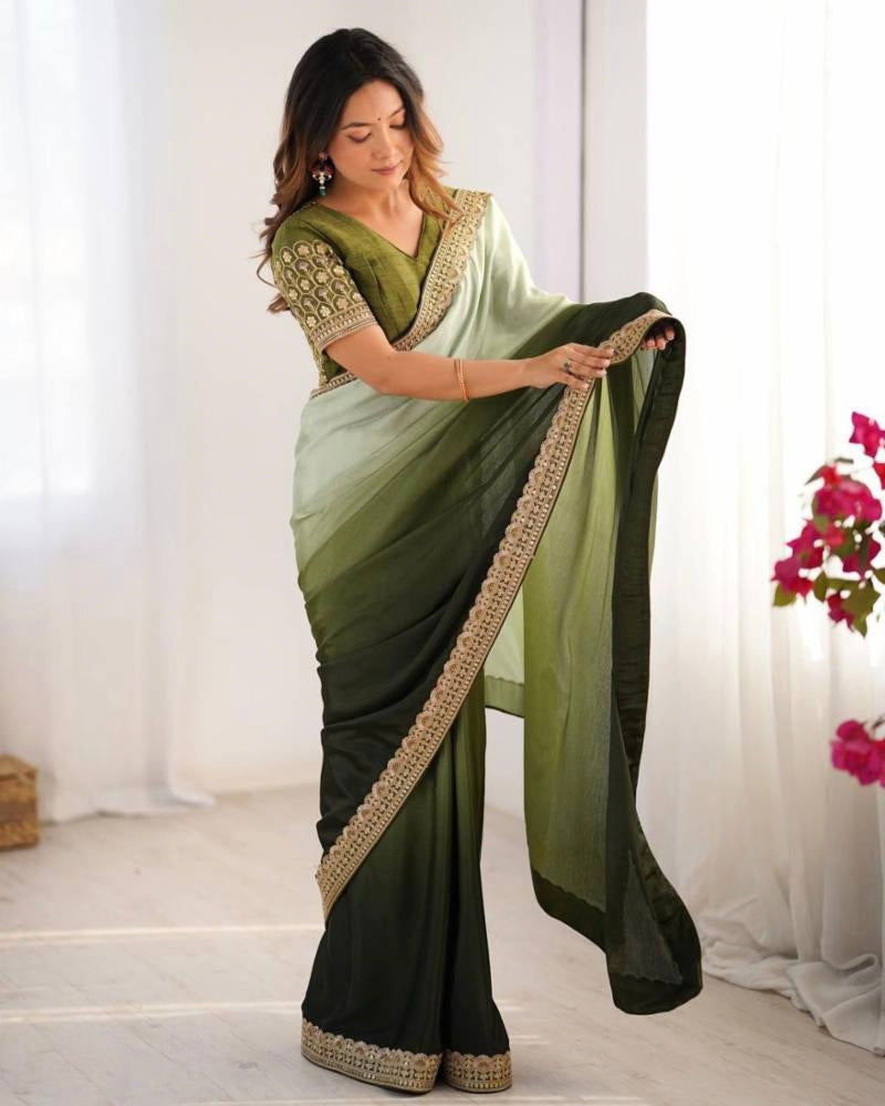 Chinon Silk two ton fancy saree