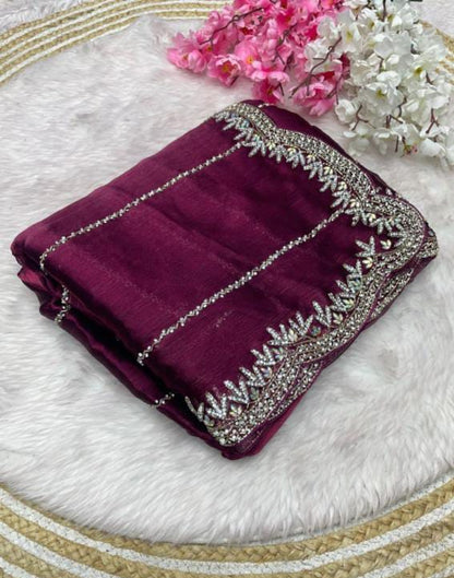 Zimmy Choo Saree pure Handwork ston work saree