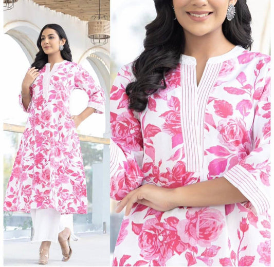 Rayon fabric Digital print kurti set .