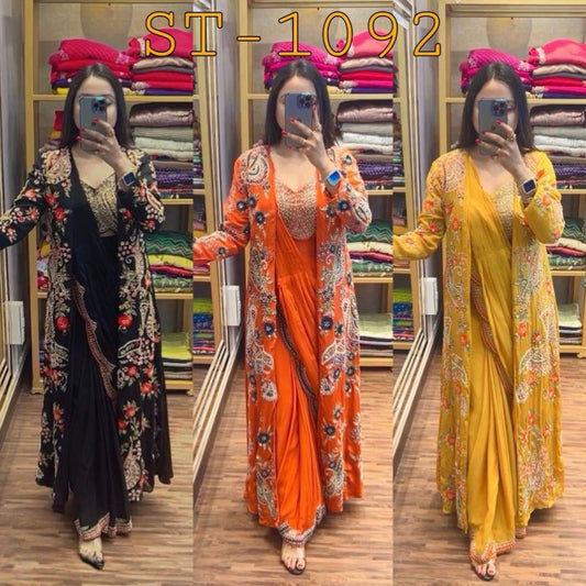 Draped saree with koti full stitching