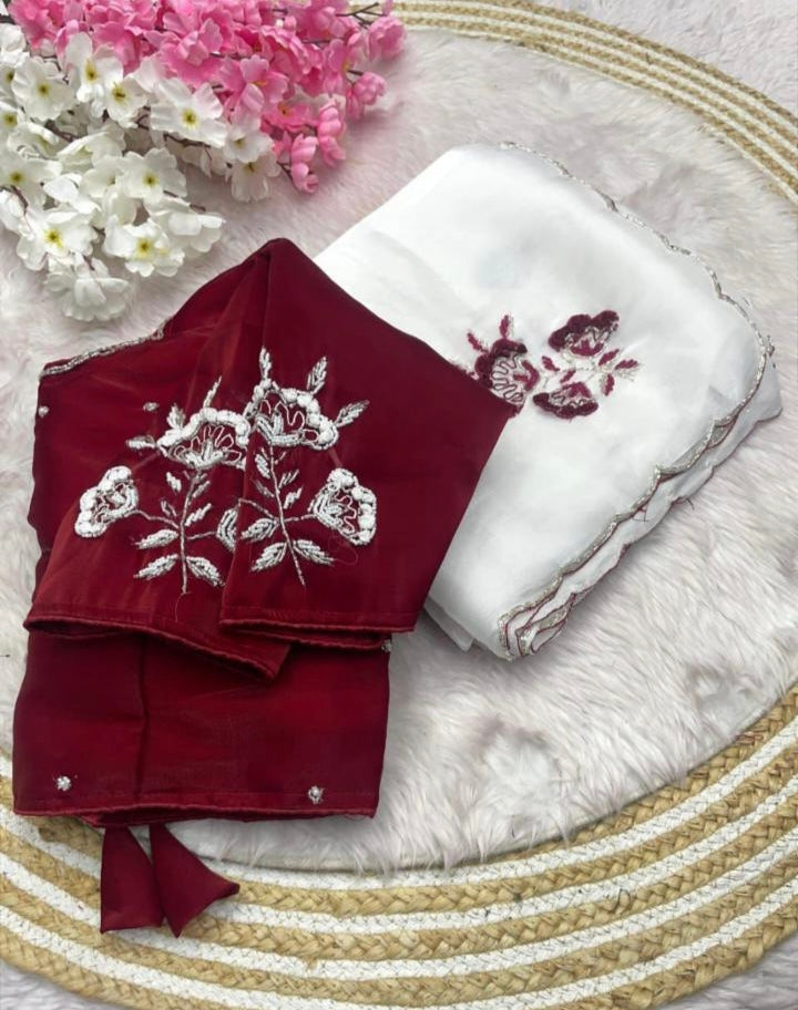 Soft Jimmy Choo hand work saree