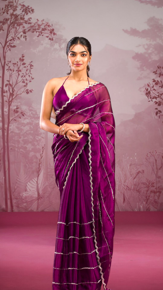 Hand work pure saree