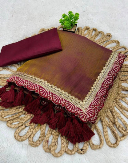 Presenting you trending gold tissue  Saree with fancy lace border 25 lotkan