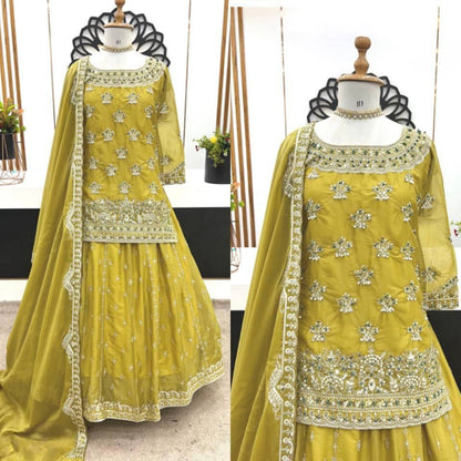 Star georgette top,lehnga, dupatta