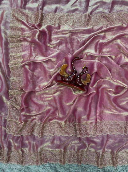 Space Silk Saree With Jarkhan Daimond Work