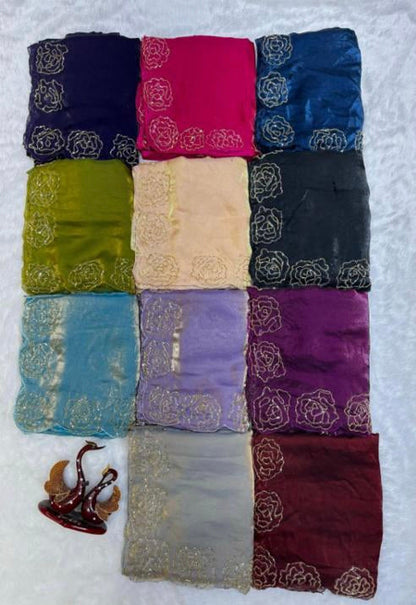 Pure Space Silk kat dena hand work saree