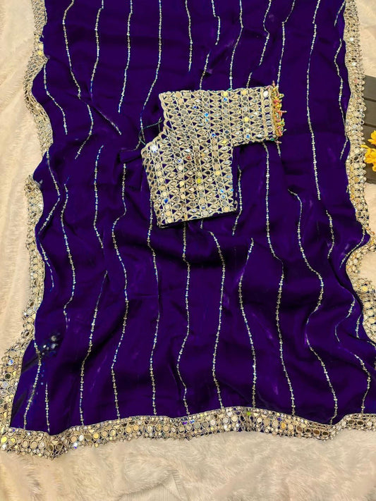 Mirror work saree
